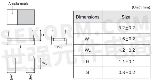 【产品】采用al封装tcto系列贴片钽电容,电容容量为22